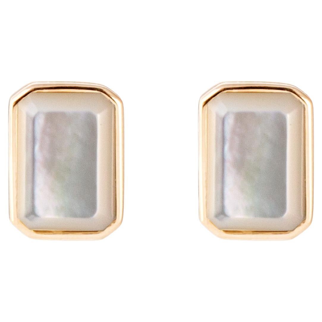 Faceted Danielle Gold Earrings in Ivory Mother-of-Pearl