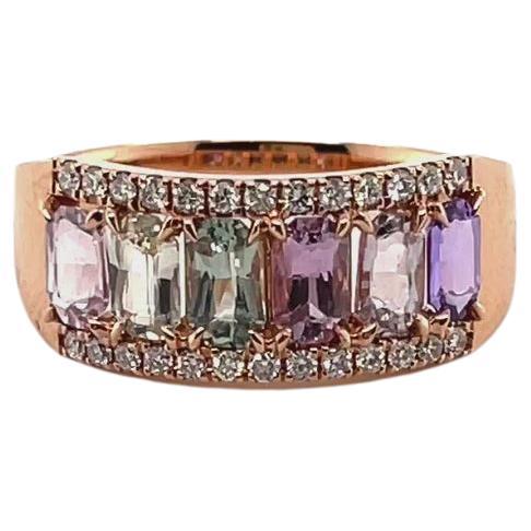 18 Karat Roségold 'No Heat' Fancy Saphir und Diamant-Ring