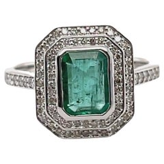 18ct White Gold 2.30ct Emerald and Diamond Ring