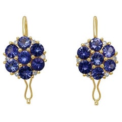 Boucles d'oreilles Imperial Jewels en or jaune 18 carats, tanzanite et diamants