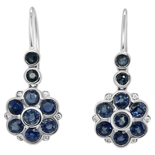 Imperial Jewels 18ct White Gold 3.46ct Sapphire and Diamond Earrings For Sale