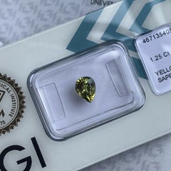 Bi Colour Vivid Yellow Blue Sapphire 1.25ct Pear Cut Rare IGI Certified Blister