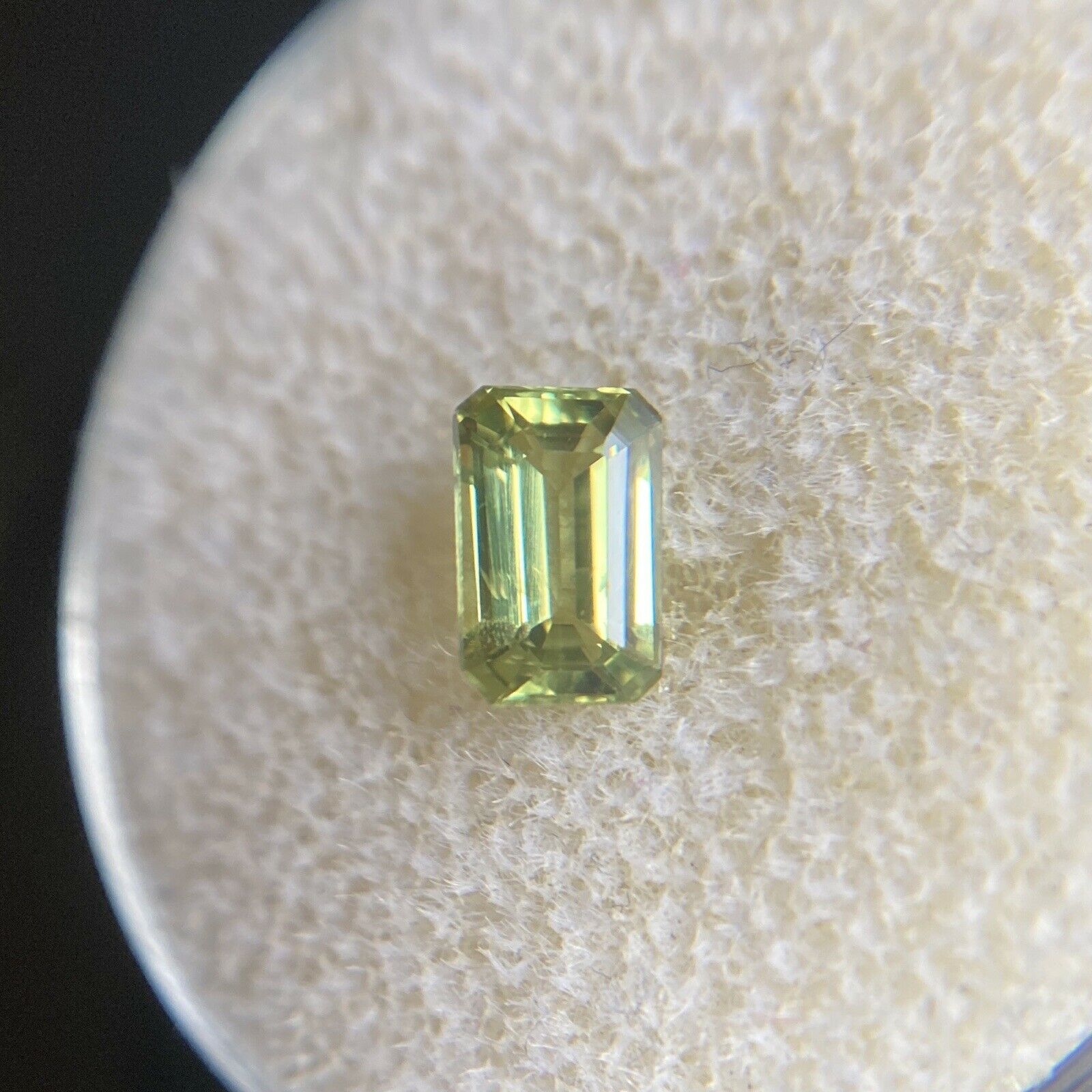 Fine 0.80ct Green Yellow Untreated Australian Sapphire Emerald Cut Gem For Sale