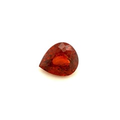 Fine 1.37ct Vivid Orange Red Spessartine Garnet Pear Cut Loose Gem