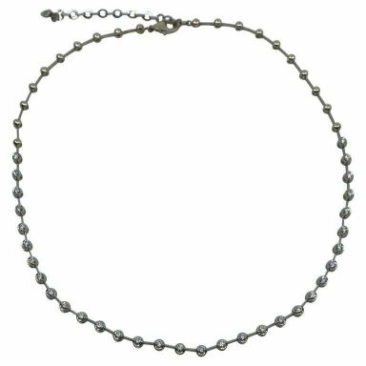 1.60ct Natural Diamond Round Cut 18K White Gold Line Tennis Necklace For Sale