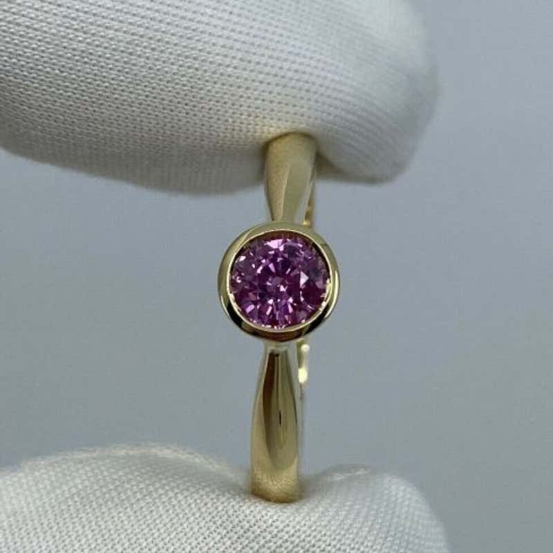 0.75ct Vivid Red Ruby Oval Cut 18k Yellow Gold Bezel Rubover Solitaire ...