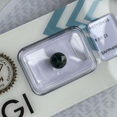 Saphir bleu sarcelle d'Australie vert profond de 1,66 carat, taille ronde et diamant certifié