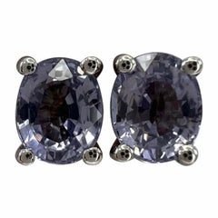 Ohrstecker im Ovalschliff, 2,05 Karat natürlicher Saphir, lila, violett, 18K Weißgold
