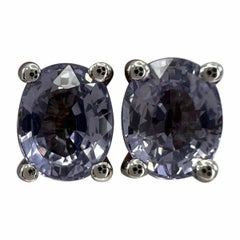 Clous d'oreilles en or blanc 18 carats avec saphirs naturels violets et violets de 2,05 carats