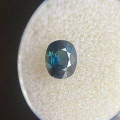 Fine Deep Teal Blue Sapphire 1.55ct Cushion Cut Rare Natural Gem
