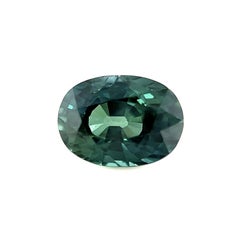 1.00ct Sapphire GIA Certified Untreated Vivid Green Blue Oval Cut Unheated Rare