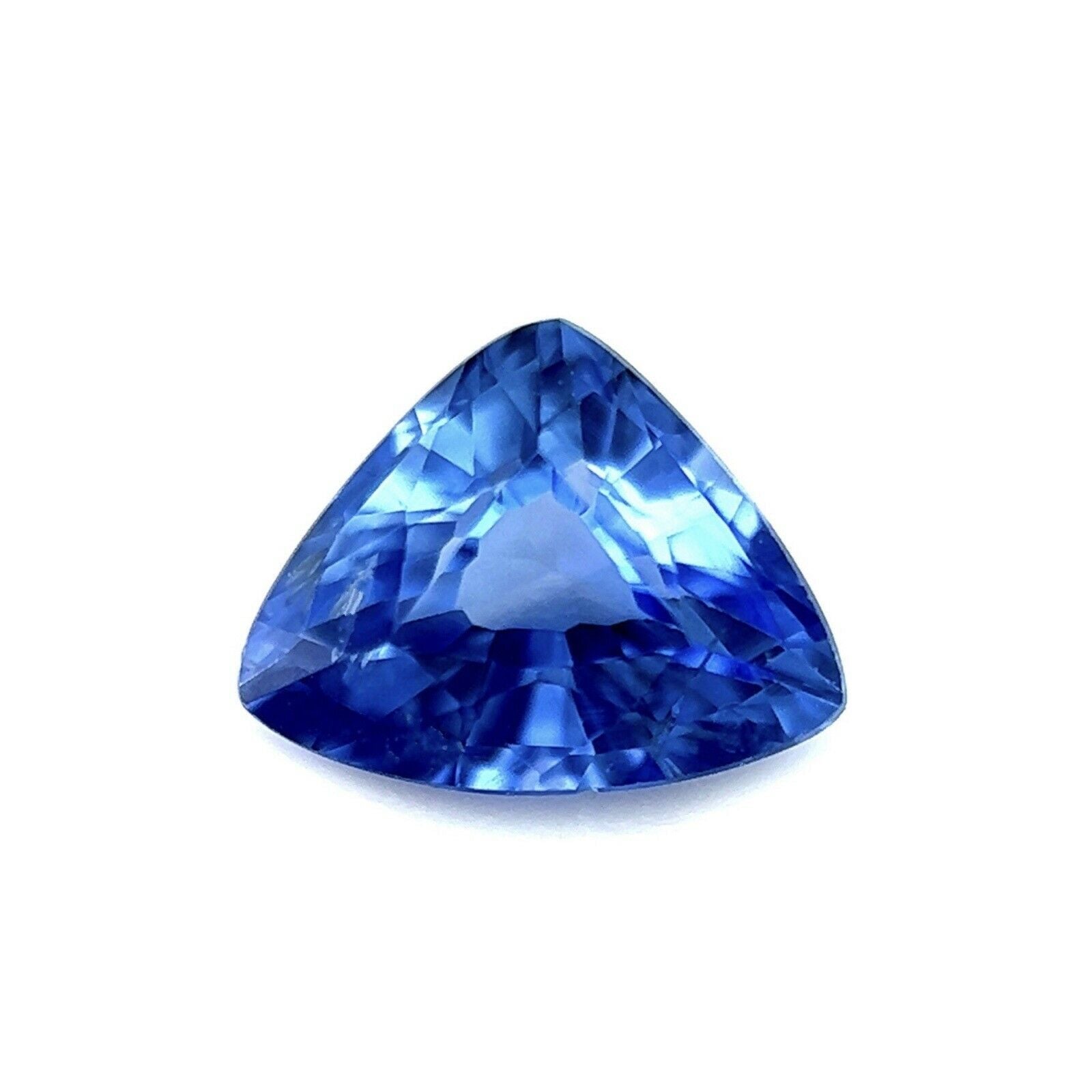 Saphir bleu vif de Ceylan en forme de tournesol de 0,79 carat, taille triangulaire, 6,4 x 5 mm