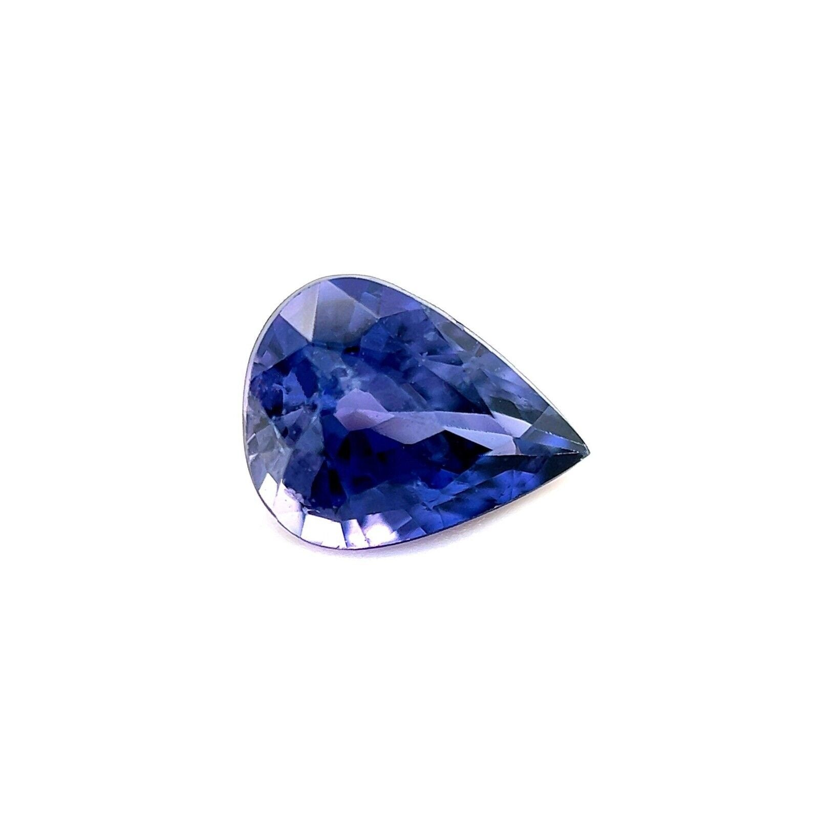 Saphir bleu vif et violet 0,84 carat, taille poire en forme de goutte d'eau, pierre précieuse rare, taille libre 6,7 x 5,2 mm
