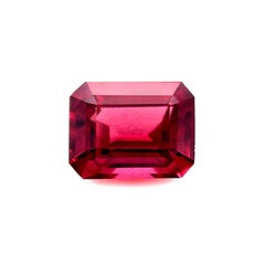 1.46ct Vivid Purple Red Rhodolite Garnet Emerald Octagon Cut Gem