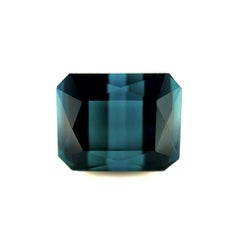 Natural 2.97ct Deep Blue Indicolite Tourmaline Octagon Emerald Cut