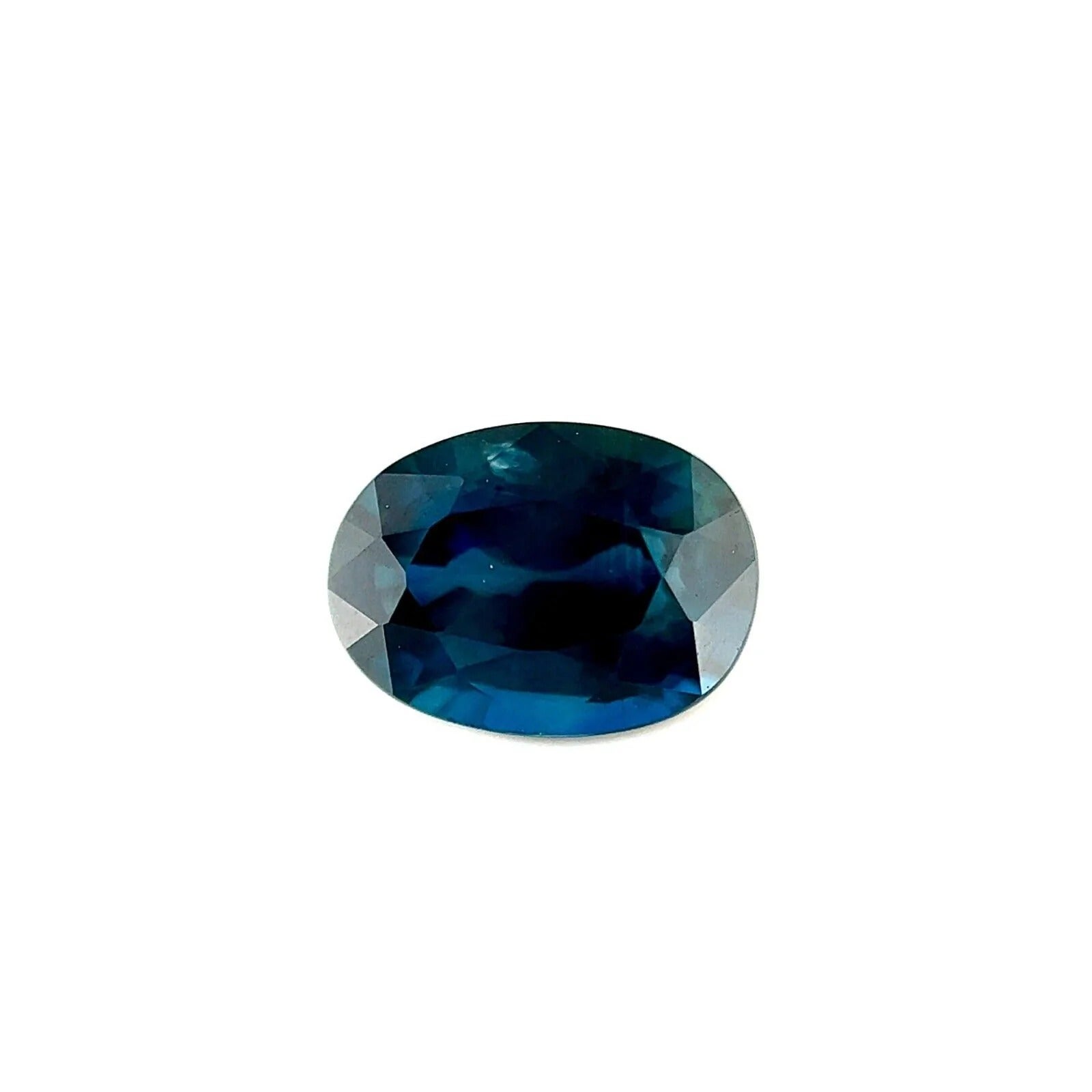 1.40ct Deep Green Blue Natural Sapphire Oval 'Egg' Cut Rare Gem 7.5x5.5mm For Sale
