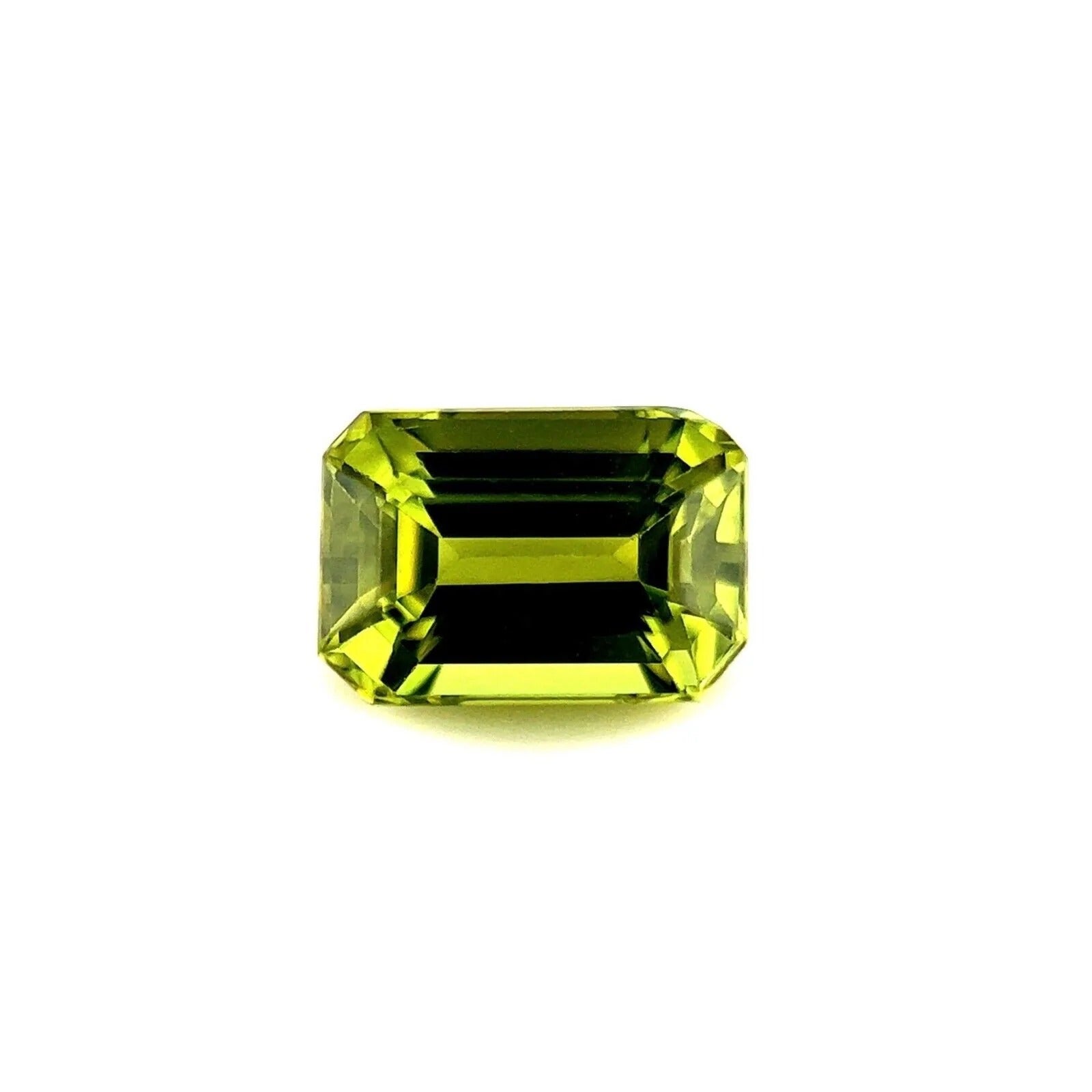GIA Certified 1.01 Untreated Vivid Green Yellow Sapphire Emerald Octagon Cut Gem For Sale