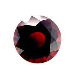 Pierre précieuse en grenat almandin rouge profond de 6,33 carats, taille ronde et diamants de 10,8 mm