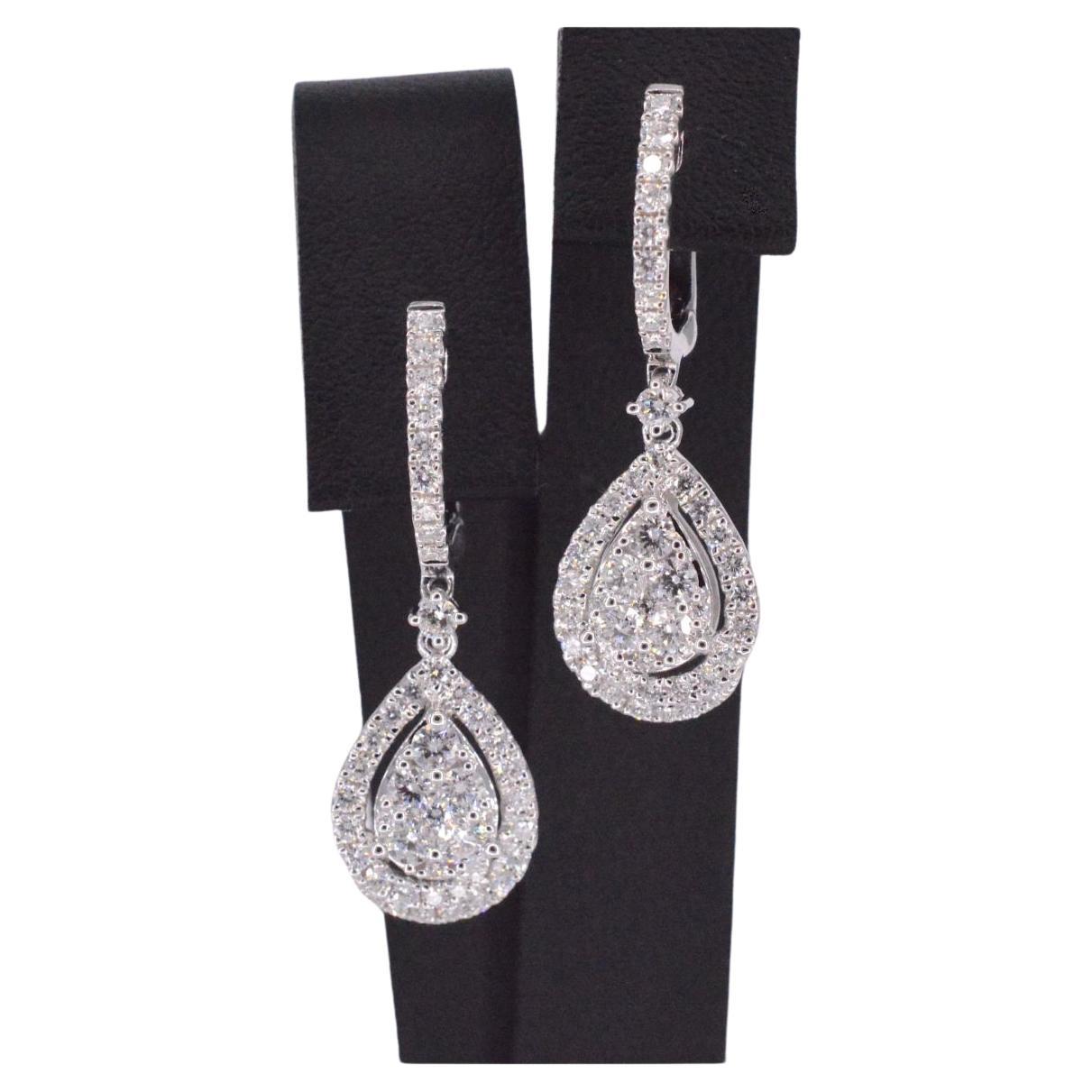 Drop-Shaped Earrings with Brilliant Cut Diamonds For Sale
