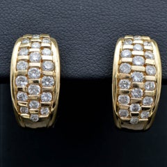18K Yellow Gold Minimalist Stud Earrings with Unique Vintage Diamonds