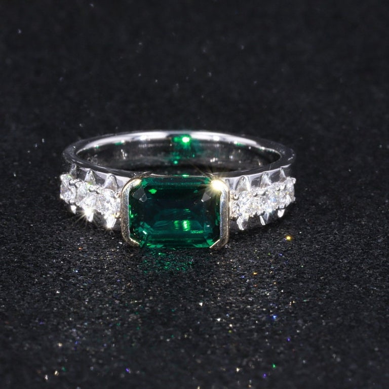 Customizable 1.75 Carat Unique Natural Emerald Wedding Ring, Emerald
