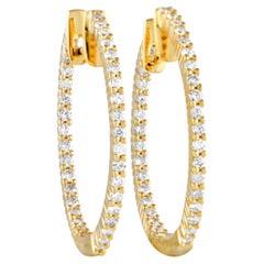 Lb Exclusive 14k Yellow Gold 1.0 Carat Diamond Inside-Out Hoop Earrings