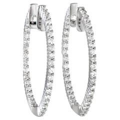 LB Exclusive 14Karat White Gold 1.0Carat Diamond Inside-Out Hoop Earrings