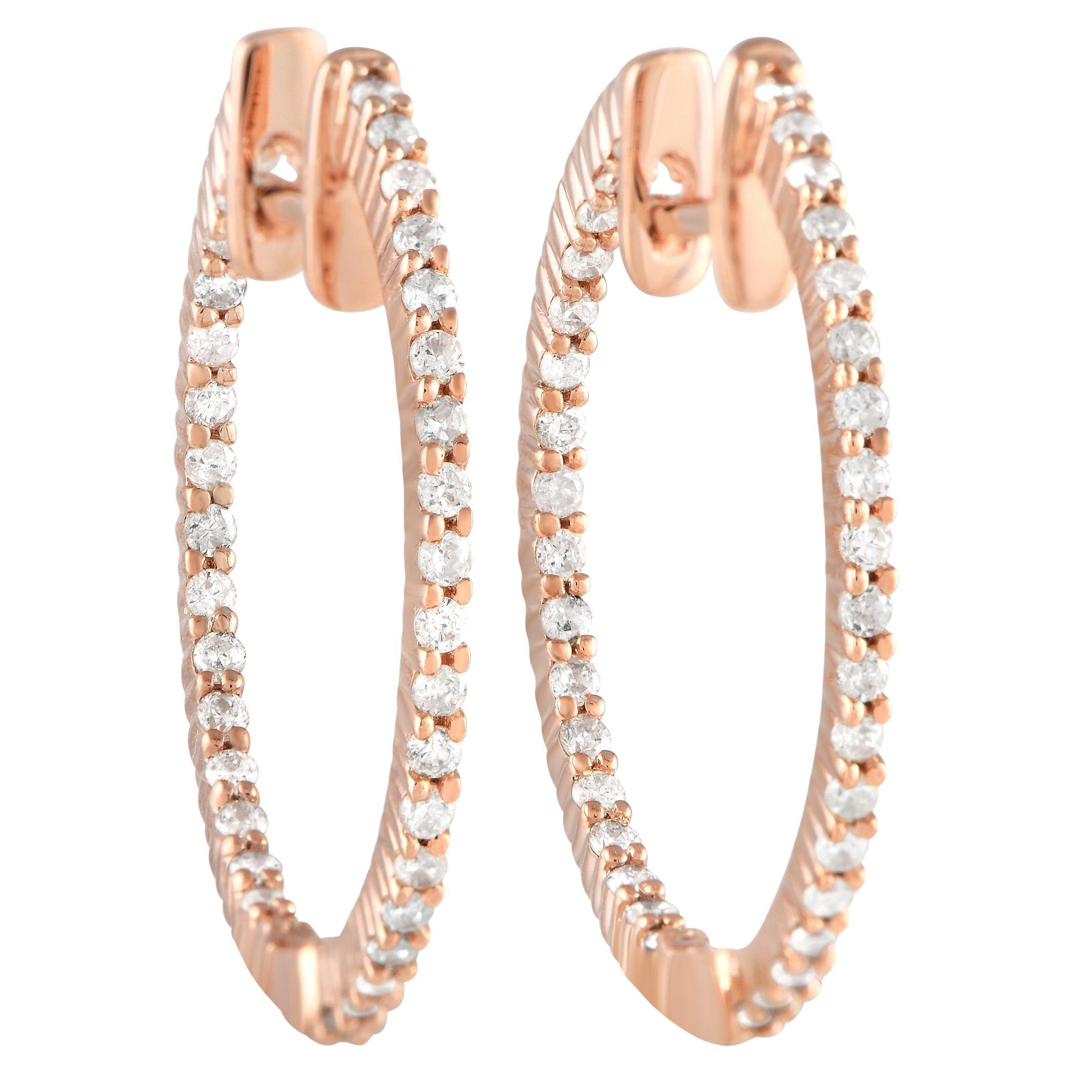 LB Exclusive 14Karat Rose Gold 0.55Carat Diamond Inside-Out Hoop Earrings