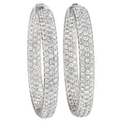 LB Exclusive Orecchini a cerchio in oro bianco 14 carati con diamanti da 6,10 carati