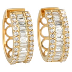 LB Exclusive 18k Yellow Gold 2.90 Carat Diamond Hoop Earrings