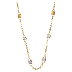 Roberto Coin 18k Gelbgold mehrfarbig Edelstein lange Halskette