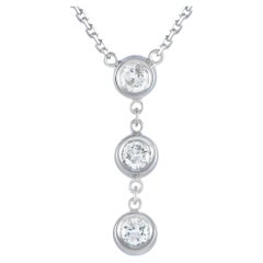 LB Exclusive Collar de 3 Piedras de Diamantes de 0,45 ct en Oro Blanco de 14 quilates