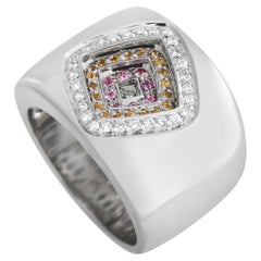 Piero Milano Bague large en or blanc 18 carats avec diamants et saphirs de 0,21 carat
