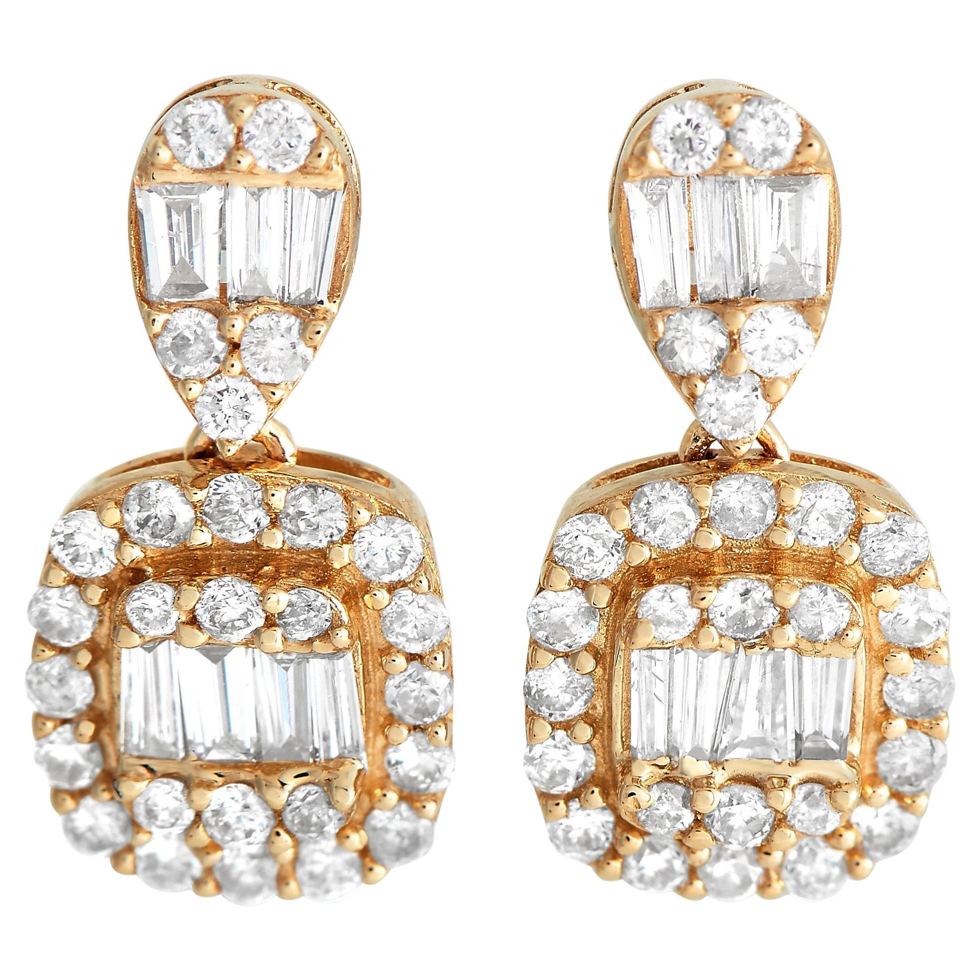 LB Exclusive Pendientes de gota de diamantes de 0,55 ct en oro amarillo de 14 quilates