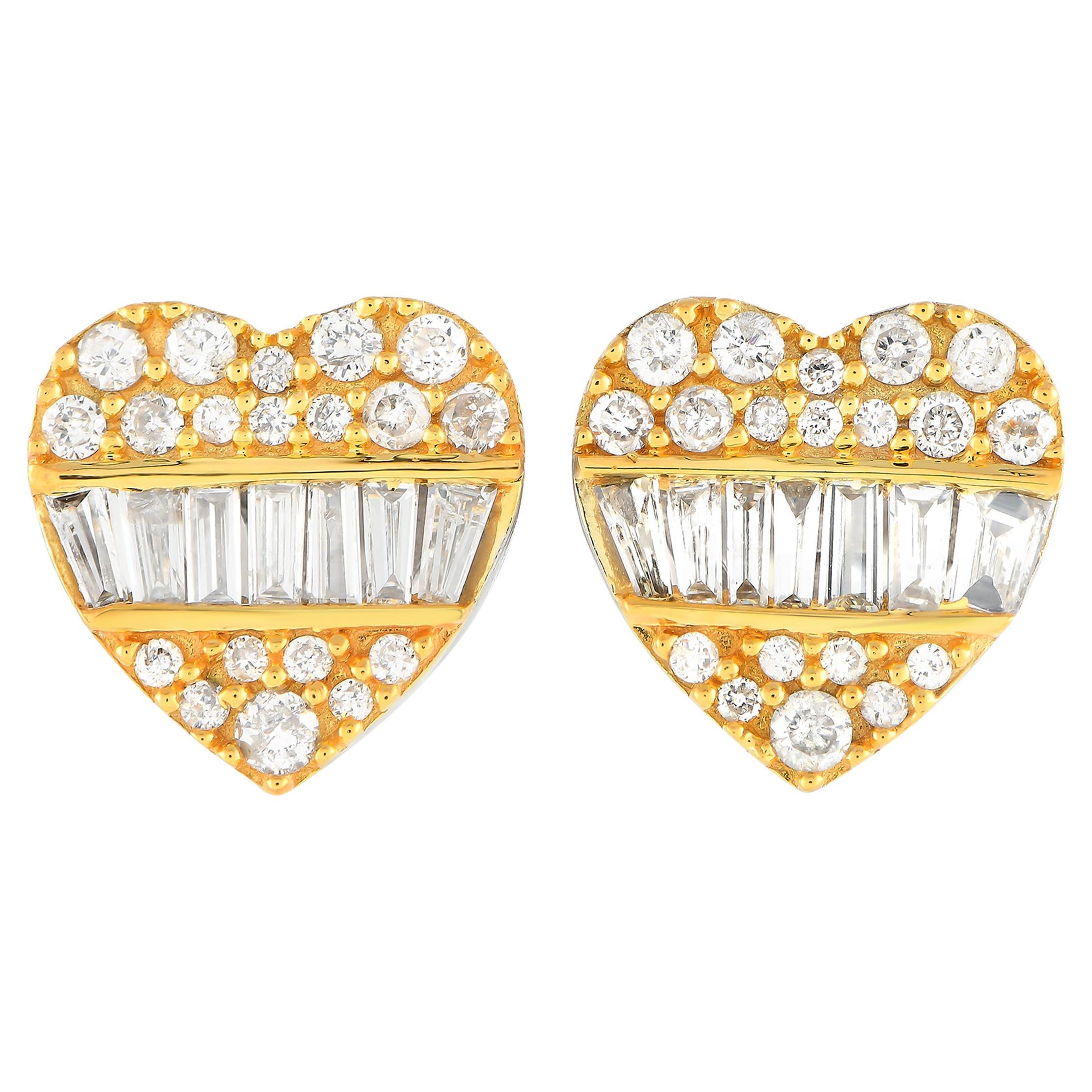 LB Exclusive 14K Weiß- und Gelbgold 0,35ct Diamant Herz Ohrringe