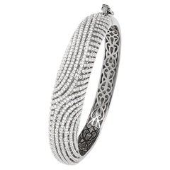 8.20Carat Cubic Zirconia Sterling Silver Fancy Art Deco Filigree Bracelet Bangle