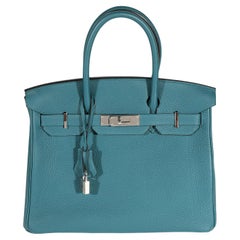 Hermès Verso Vert Bosphore & Bleu Ocean Togo Birkin 30 PHW