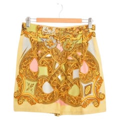 Gianni Versace 1990s Atelier Pastel Silk Baroque High Waisted lounge Shorts 26"