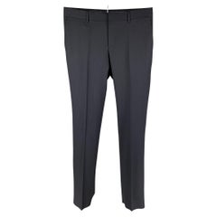 GUCCI Size 34 Navy Checkered Wool Flat Front Dress Pants