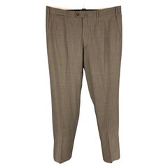 ISAIA Size 38 Taupe Wool Zip Fly Dress Pants
