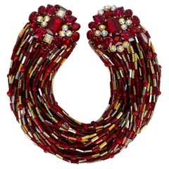 Nina Ricci Halskette mit roten Tubularperlen und Schmuckverschluss