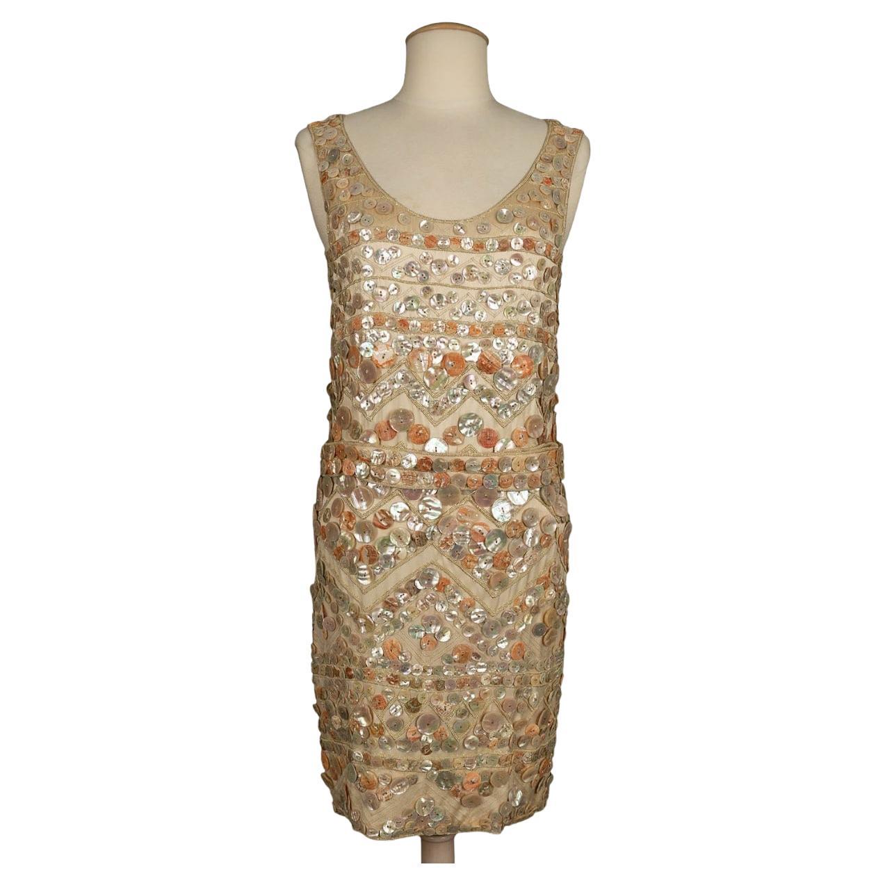 Robe brodée en satin Louis Féraud Haute Couture, 1991