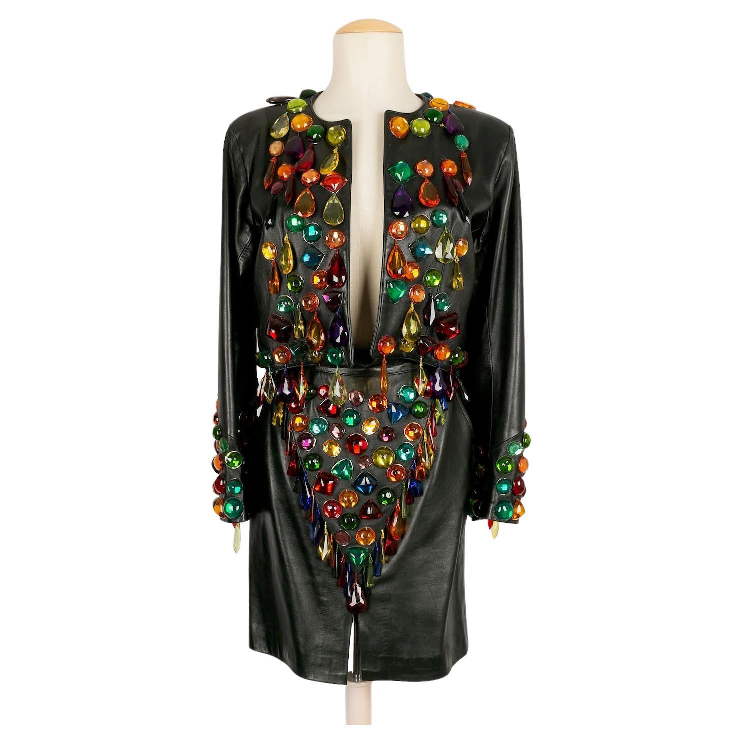 Yves Saint Laurent Leather Suit with Tassels, 1990