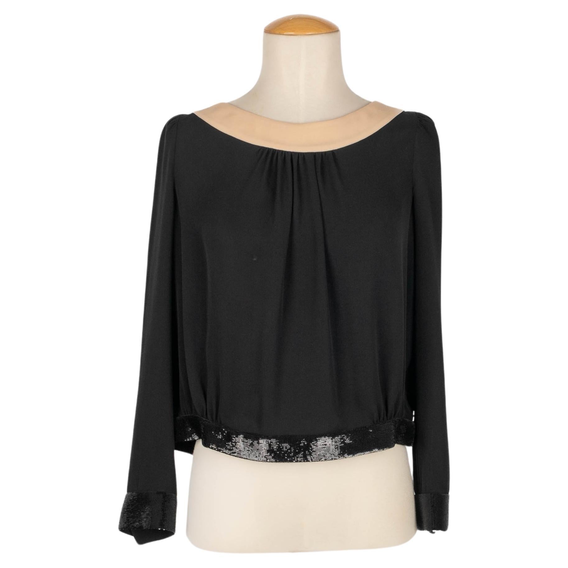 Dior Nude and Black Silk Top