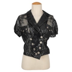 John Galliano Short-sleeved Black Lace Top