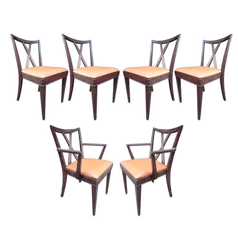 XBack Dining Chairs by Paul Frankl, Set of Six For Sale at 1stdibs