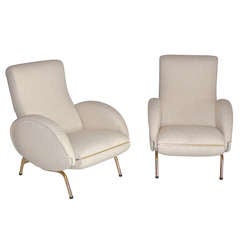 Sculptural Italian Boucle Chairs with Recliner