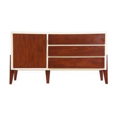 Vintage “Gio Ponti” Style Walnut Two Tone Lacquered Credenza