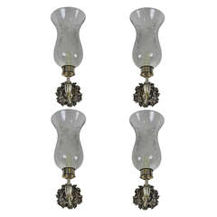 Antique A Set of Four Storm Shade Wall Sconces