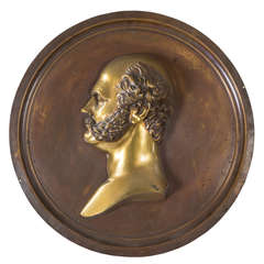 Antique Bronze Half Profile of Major General Ambrose Burnside, Signed William Miller